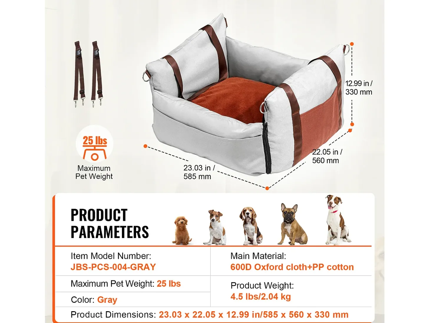 Assento Elevatório para Câniço Automóvel SucceBuy, Tamanho Pequeno (Até 11 kg), Cor Cinzento