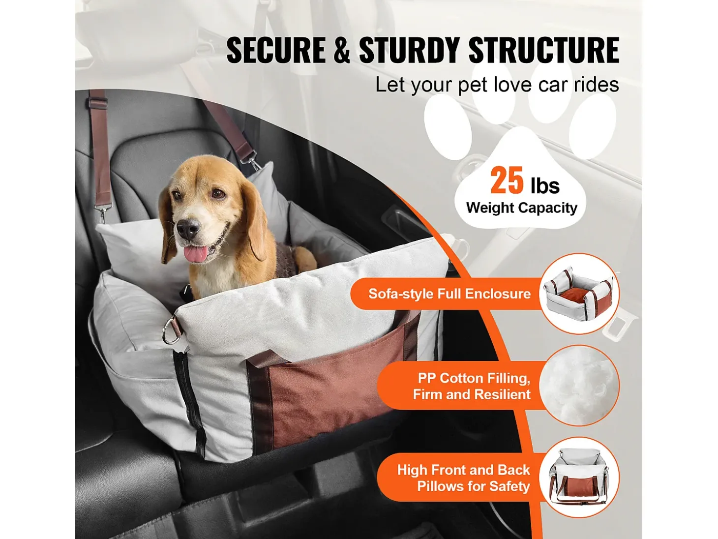 Assento Elevatório para Câniço Automóvel SucceBuy, Tamanho Pequeno (Até 11 kg), Cor Cinzento