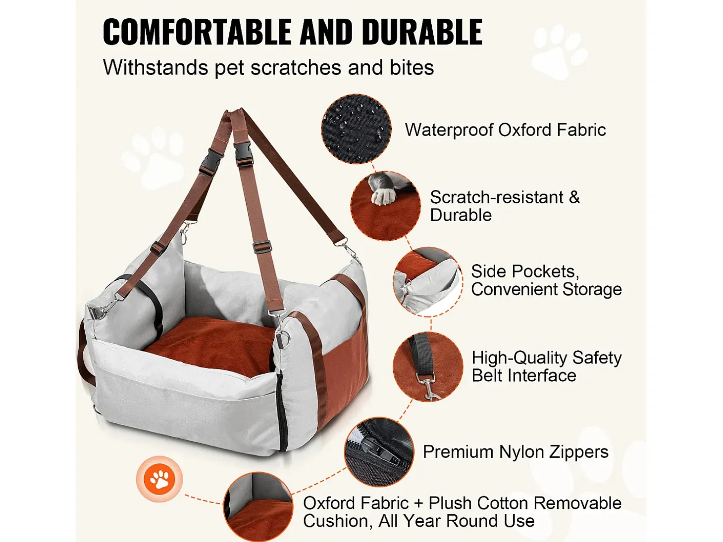 Assento Elevatório para Câniço Automóvel SucceBuy, Tamanho Pequeno (Até 11 kg), Cor Cinzento