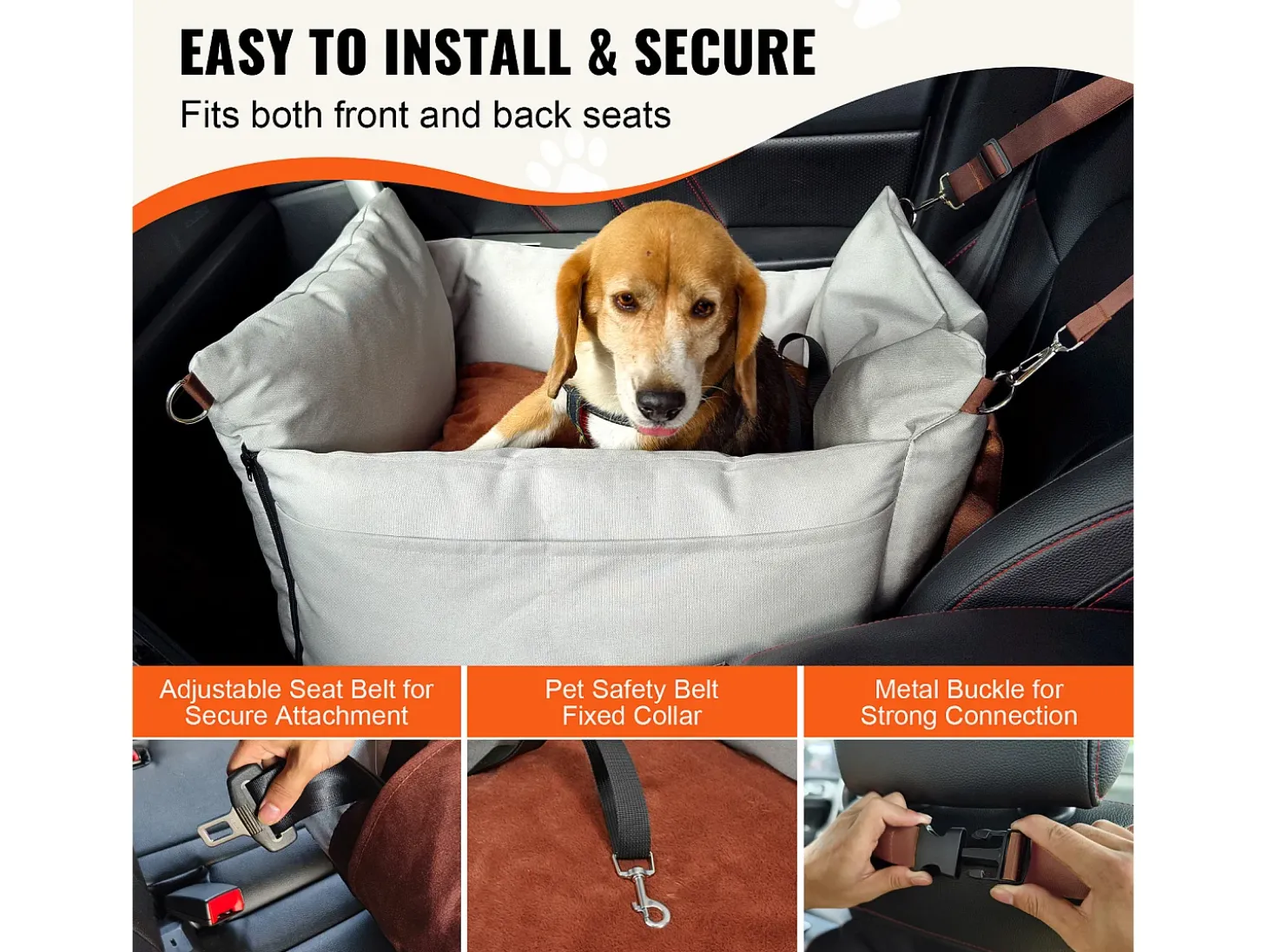 Assento Elevatório para Câniço Automóvel SucceBuy, Tamanho Pequeno (Até 11 kg), Cor Cinzento