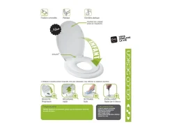 Assento Sanitário Bambino branco multigeracional com duplo assento para criança e adulto, fechamento suave, fixações universais