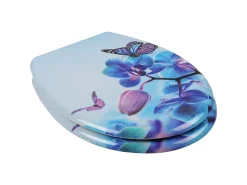 Assento sanitário com abaixamento automático em plástico rígido com padrão de borboleta - roxo 19_0000694