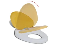 Assento sanitário com fechamento suave para adultos e crianças branco e amarelo 02_0002893