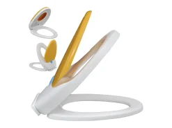 Assento sanitário com fechamento suave para adultos e crianças branco e amarelo 02_0002893