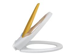 Assento sanitário com fechamento suave para adultos e crianças branco e amarelo 02_0002893