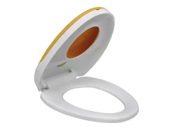 Assento sanitário com fechamento suave para adultos e crianças branco e amarelo 02_0002893