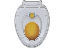 Assento sanitário com fechamento suave para adultos e crianças branco e amarelo 02_0002893