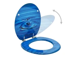 Assento sanitário com tampa MDF azul design de gotas de água 02_0002928