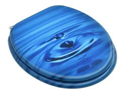Assento sanitário com tampa MDF azul design de gotas de água 02_0002928
