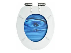 Assento sanitário com tampa de fechamento suave MDF azul gotas de água 02_0002934