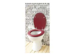 Assento Sanitário Dolce Cardinal em Madeira Moldada Vermelho com Dobradiças em Inox e Acabamento Fosco