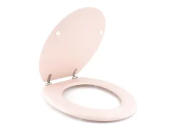 Assento Sanitário Dolce em madeira moldada rosa cristal com dobradiças em inox - GELCO DESIGN, 39x47 cm