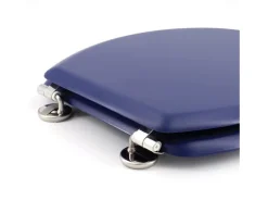 Assento Sanitário Dolce em Madeira Moldada Azul Marinho com Dobradiças de Aço Inoxidável Robusto, Design Fosco e Dimensões 47x38 cm