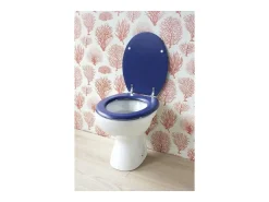 Assento Sanitário Dolce em Madeira Moldada Azul Marinho com Dobradiças de Aço Inoxidável Robusto, Design Fosco e Dimensões 47x38 cm