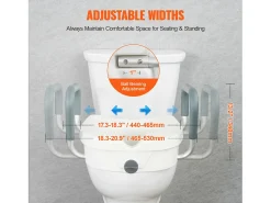 Assento Sanitário Elevado SucceBuy, Altura 12,7 cm, Capacidade 158 kg, Largura Ajustável 48,1 a 55,9 cm, Branco
