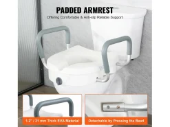 Assento Sanitário Elevado SucceBuy, Altura 12,7 cm, Capacidade 158 kg, Largura Ajustável 48,1 a 55,9 cm, Branco