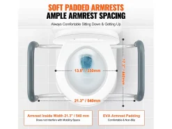 Assento Sanitário Elevado SucceBuy, 88,9 mm de Altura, Capacidade 136 kg, Barras de Apoio em Alumínio, Branco