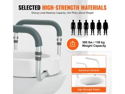 Assento Sanitário Elevado SucceBuy, 88,9 mm de Altura, Capacidade 136 kg, Barras de Apoio em Alumínio, Branco