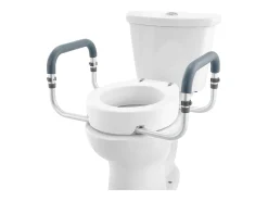 Assento Sanitário Elevado SucceBuy, 88,9 mm de Altura, Capacidade 136 kg, Barras de Apoio em Alumínio, Branco