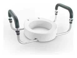 Assento Sanitário Elevado SucceBuy, 88,9 mm de Altura, Capacidade 136 kg, Barras de Apoio em Alumínio, Branco