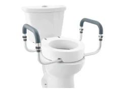 Assento Sanitário Elevado SucceBuy, 88,9 mm de Altura, Capacidade 136 kg, Barras de Apoio em Alumínio, Branco
