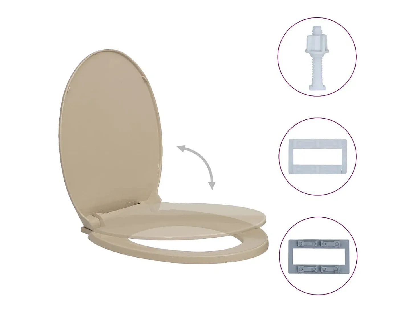 Assento sanitário oval bege com tampa de fechamento suave 02_0002921
