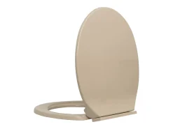 Assento sanitário oval bege com tampa de fechamento suave 02_0002921