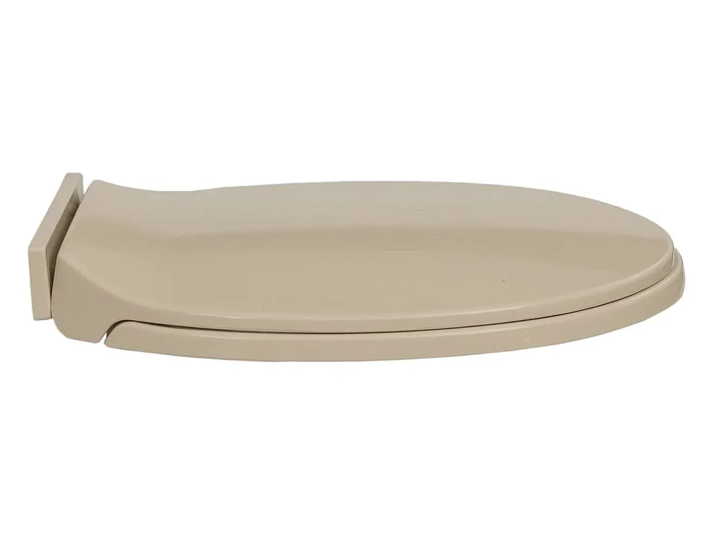 Assento sanitário oval bege com tampa de fechamento suave 02_0002921
