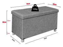 Assento Sizos Cinza A. 40 x L. 76 x P. 38 cm