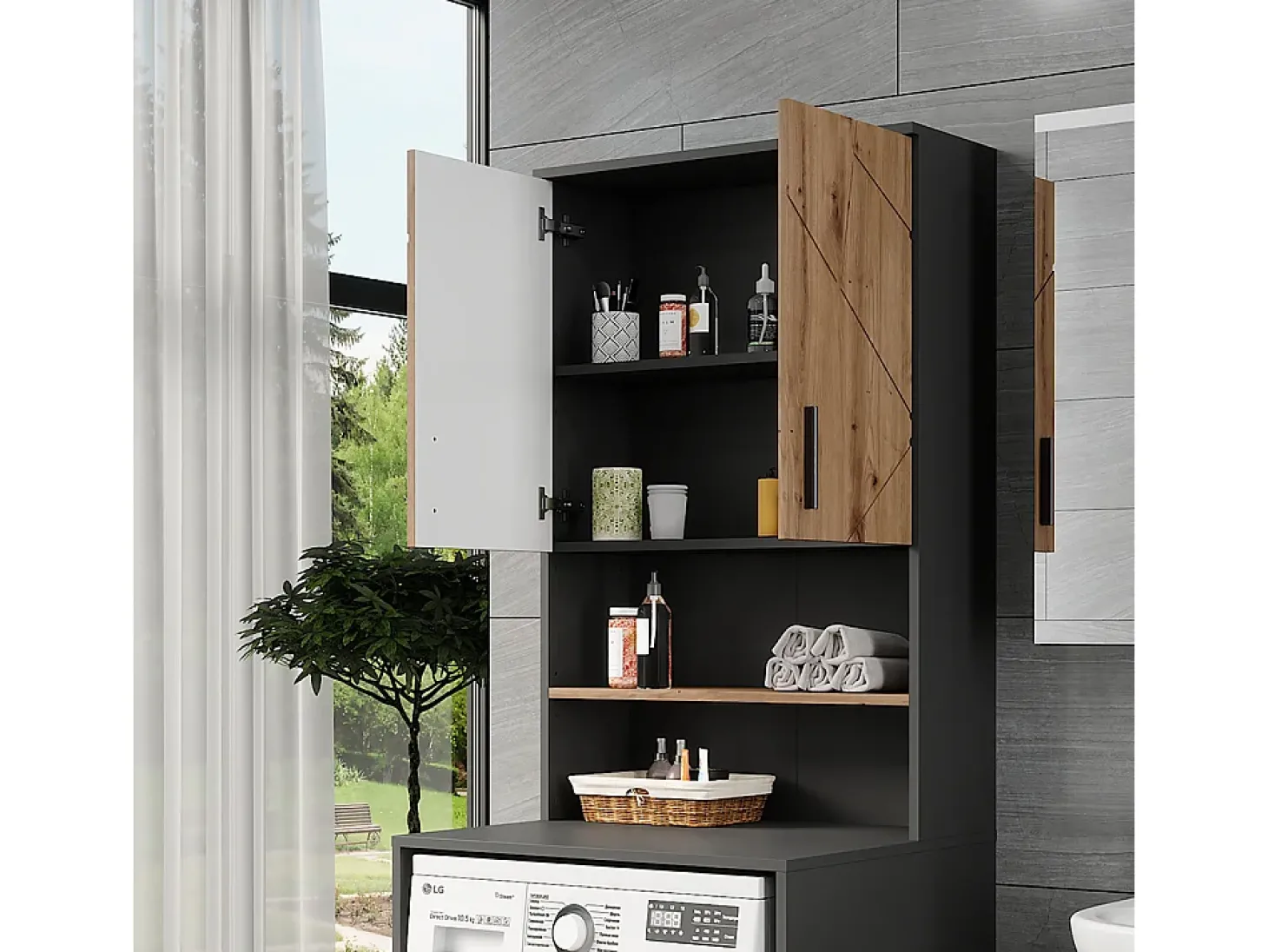 Aufbau für Waschmaschinenschrank antracite/artesanal 68x30x103.5 irma