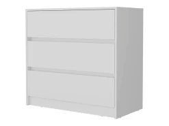 Austin Cómoda em melamina com três gavetas em calha metálica, 80 cm X 85 cm X 42 cm , Branco