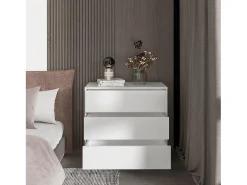 Austin Cómoda em melamina com três gavetas em calha metálica, 80 cm X 85 cm X 42 cm , Branco