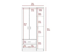 Austral Roupeiro de 3 portas com duas gavetas, 179.83 cm X 89.91 cm X 46.99 cm , Preto