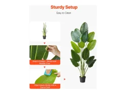 Ave do Paraíso Artificial SucceBuy, 1,8 m, Planta Artificial Tropical em Vaso, Falsa Árvore Tropical, Planta Falsa Folhas Polietileno para Sala