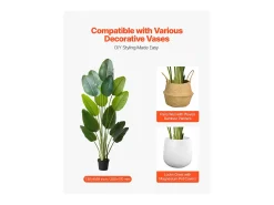 Ave do Paraíso Artificial SucceBuy, 1,8 m, Planta Artificial Tropical em Vaso, Falsa Árvore Tropical, Planta Falsa Folhas Polietileno para Sala