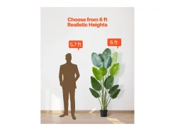 Ave do Paraíso Artificial SucceBuy, 1,8 m, Planta Artificial Tropical em Vaso, Falsa Árvore Tropical, Planta Falsa Folhas Polietileno para Sala