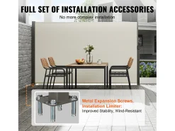 Awning Lateral Retratil SucceBuy, 180 x 350 cm, Tela de Privacidade para Terraço e Separador de Cerca, Bege