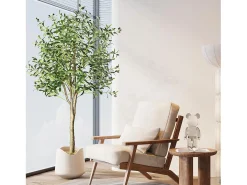 Azeite artificial 120 cm em vasos, plantas artificiais removíveis, decoração de plantas verdes falsas, para interior ao ar livre