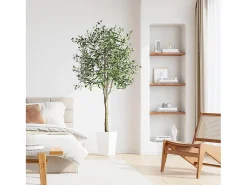 Azeite artificial 120 cm em vasos, plantas artificiais removíveis, decoração de plantas verdes falsas, para interior ao ar livre