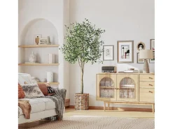 Azeite artificial 120 cm em vasos, plantas artificiais removíveis, decoração de plantas verdes falsas, para interior ao ar livre