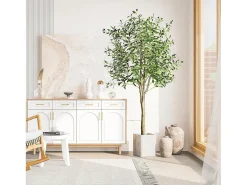 Azeite artificial 120 cm em vasos, plantas artificiais removíveis, decoração de plantas verdes falsas, para interior ao ar livre