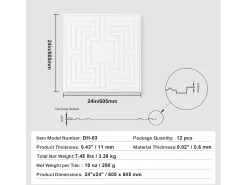 Azulejos Autocollantes PVC SucceBuy Placas de Teto Pack de 12 60.96CM x 60.96CM PVC Instalação Fácil Branco Eco Padrão