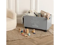 Baú Bazar Estilo Contemporâneo Cinza com Rodas Pretas 45x29x28 cm