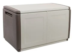 Baú Daltomar, Cofre multiusos, Baú de recipiente, Caixa de armazenamento, 100% Made in Italy, 96x53h57 cm, Bege e Castanho
