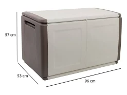 Baú Daltomar, Cofre multiusos, Baú de recipiente, Caixa de armazenamento, 100% Made in Italy, 96x53h57 cm, Bege e Castanho