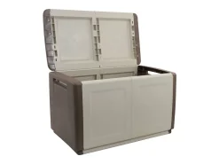 Baú Daltomar, Cofre multiusos, Baú de recipiente, Caixa de armazenamento, 100% Made in Italy, 96x53h57 cm, Bege e Castanho