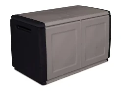 Baú Daltomar, Cofre multiuso, Baú de armazenamento, Caixa de armazenamento, 100% Made in Italy, 96x53h57 cm, Cinza claro e preto
