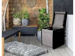 Baú Dbarbier, Baú multiuso, Baú de contentores,Caixa de armazenamento, 100% Made in Italy, 54x53h57 cm, Cinza claro e preto