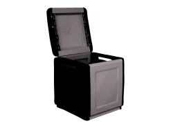 Baú Dbarbier, Baú multiuso, Baú de contentores,Caixa de armazenamento, 100% Made in Italy, 54x53h57 cm, Cinza claro e preto