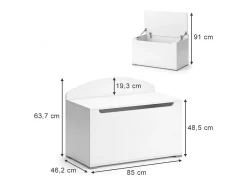 Baú de brinquedos branco 85x46.2x63.7 arno